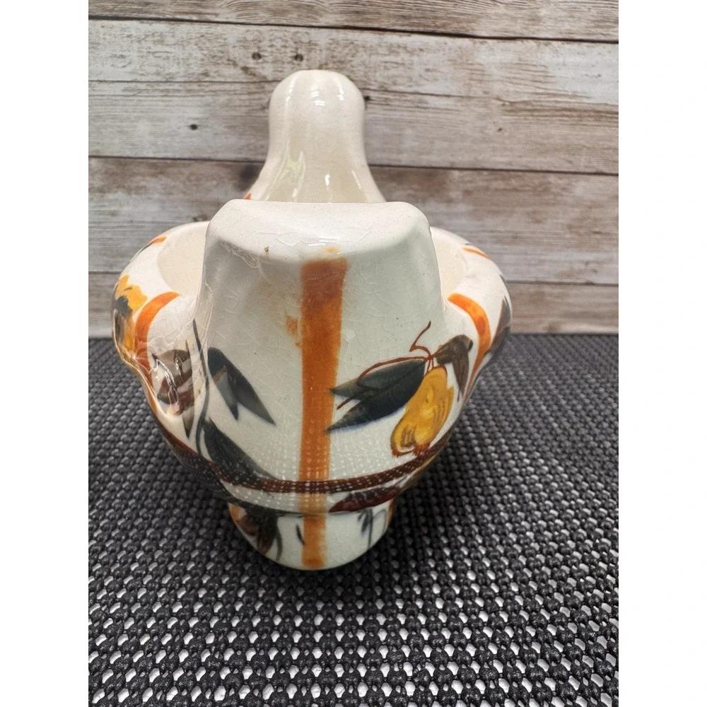 Nasco 1950s Hand Painted Ceramic Rooster Chicken Gravy Boat Ladle Vintage Japan